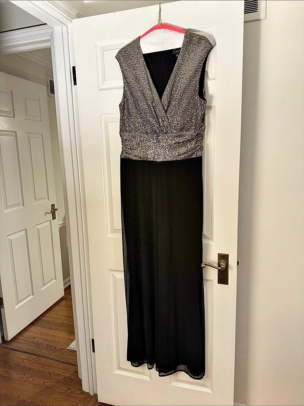 Alex Evenings Sleeveless Sequin Maxi Dress in Black & Silver